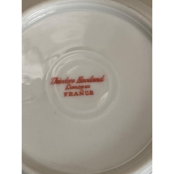 Vintage Haviland Limoges France Blue Floral Embossed Bowls & Saucer Set of 4 - Picture 5 of 14